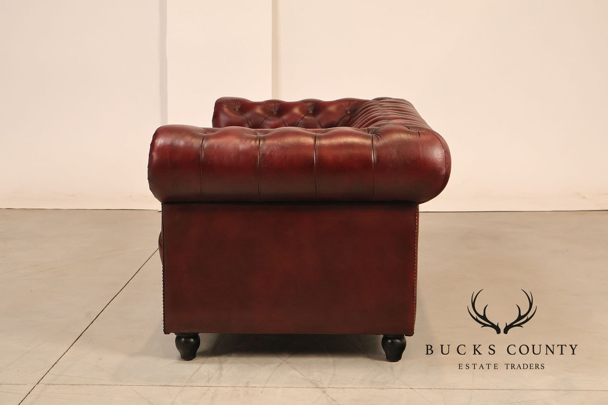Chesterfield Style Oxford Red Leather Sofa