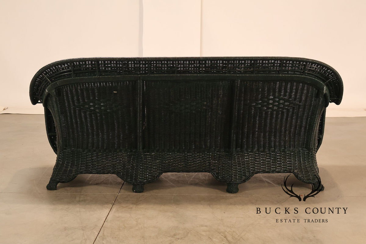 Henry Link Wicker Floral Upholstered Sofa