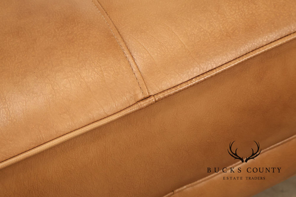 Ethan Allen 'Nassau' Tufted Leather Square Ottoman