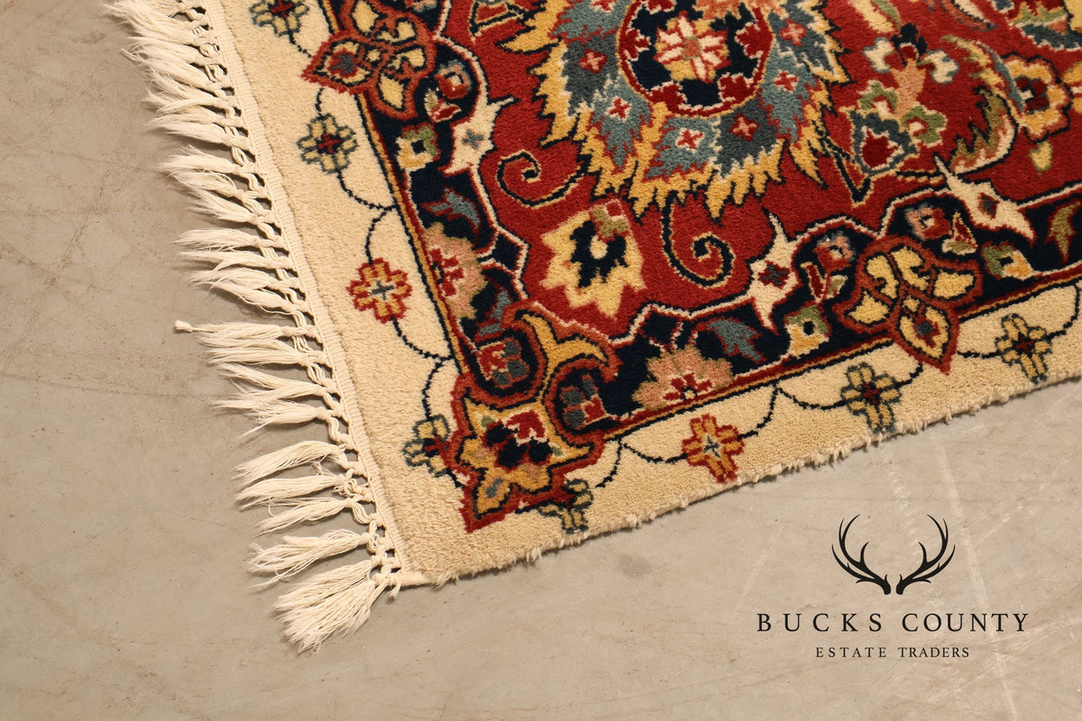 Hand Knotted Kashan Style Wool Area Rug 9x12 Floral Medallion