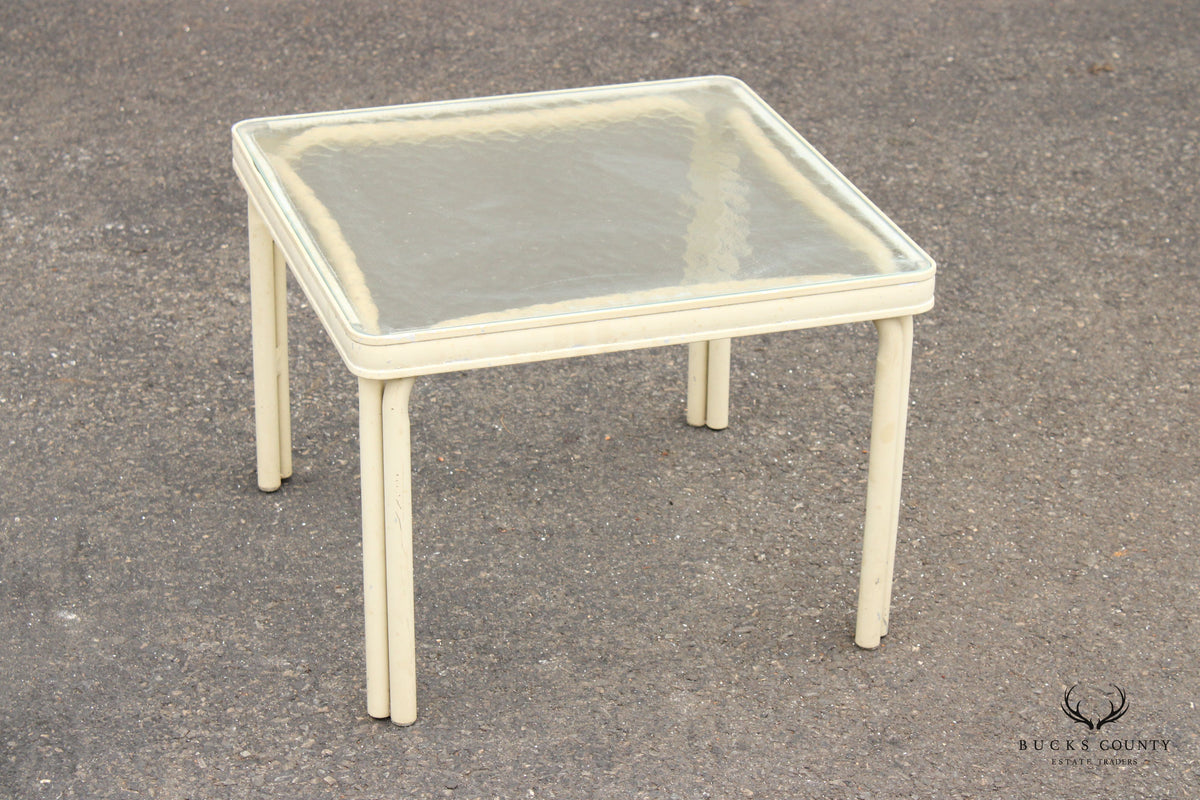 Brown Jordan Vintage Outdoor Patio Glass Square Top Side Table