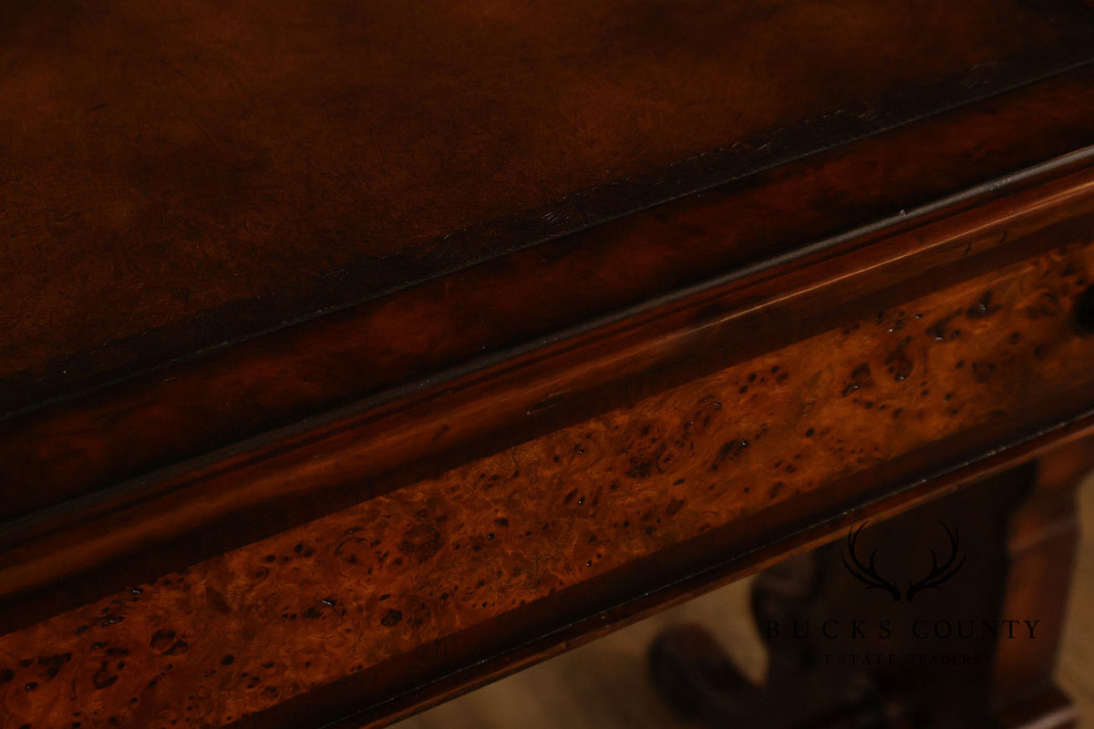 Theodore Alexander Mahogany Burl Wood Game Table