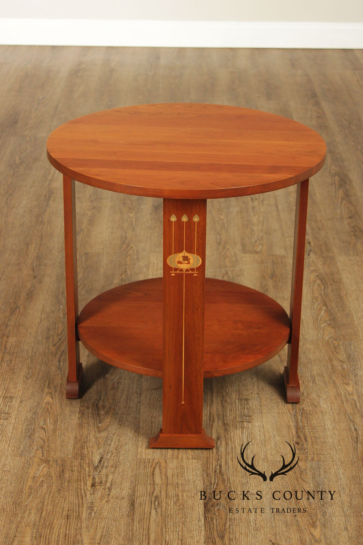 Stickley Harvey Ellis Inlaid Cherry Round Lamp Table