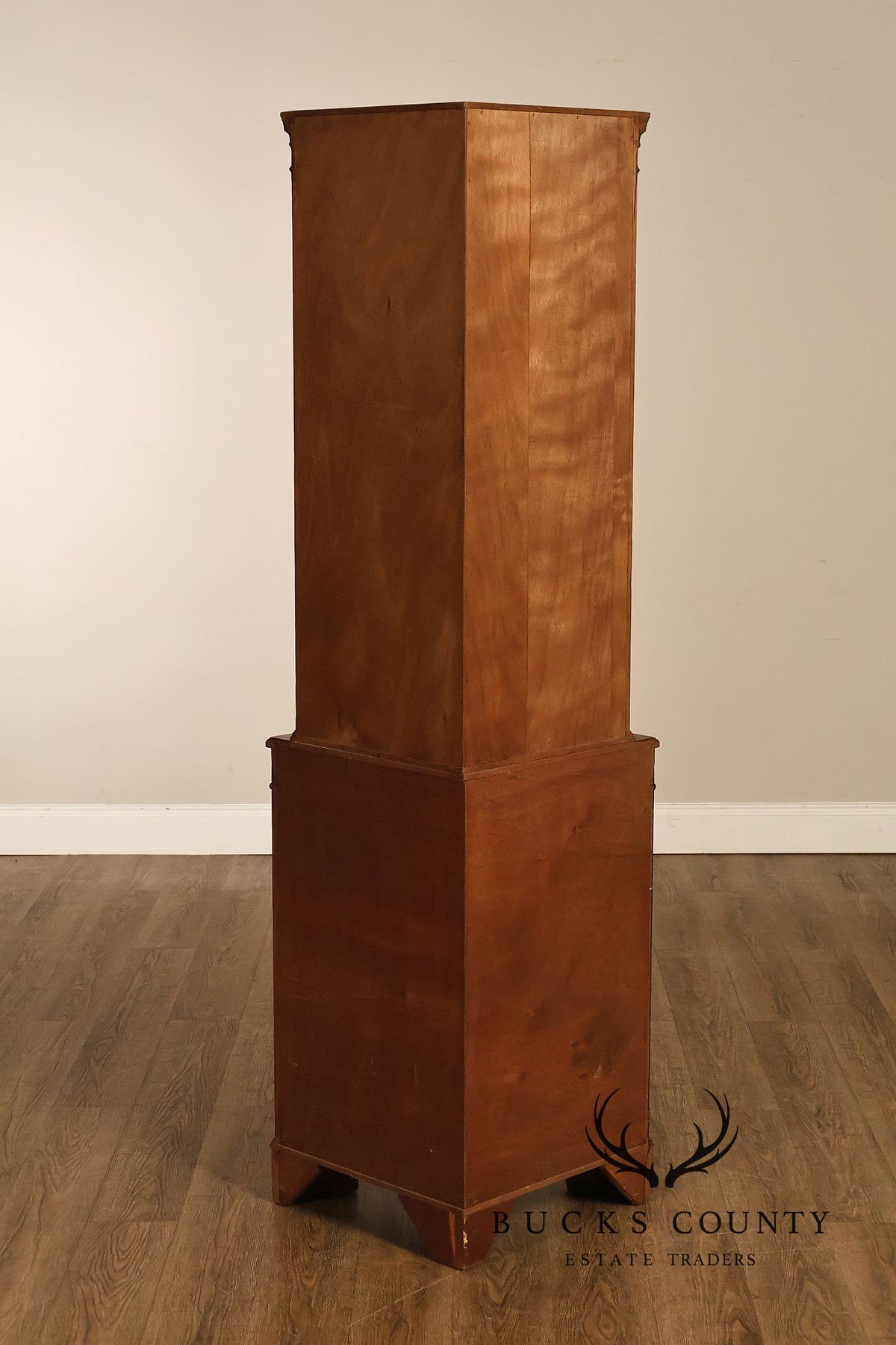 Georgian Style Narrow Mahogany Corner Cabinet With Geometric Glass Door