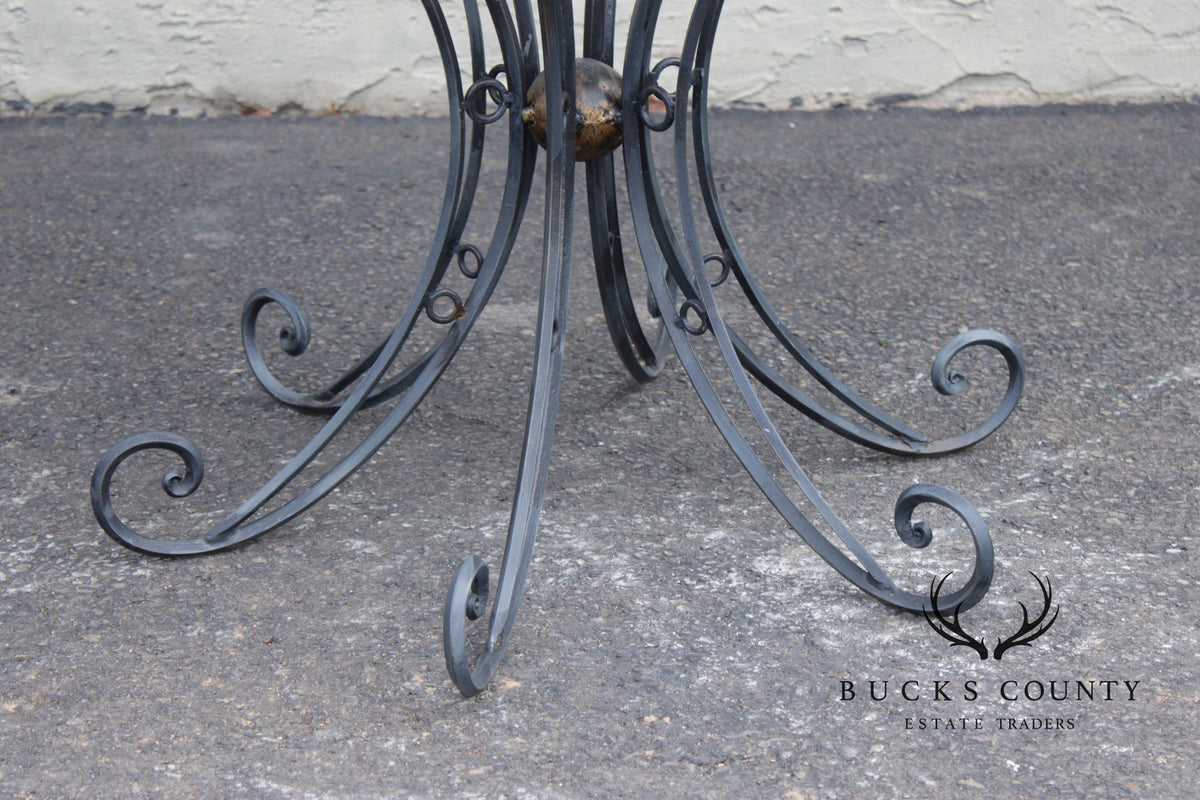Vintage Wrought Iron Garden Bird Cage On Stand