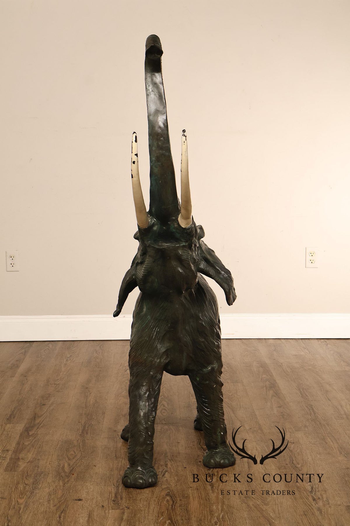 Monumental Patinated Bronze Elephant Statue