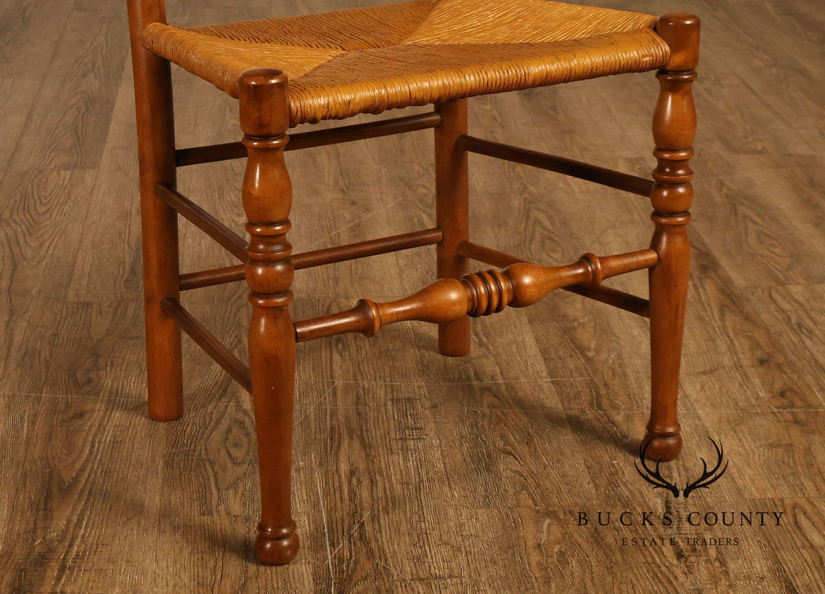 Vintage Set Of 12 Maple Rush Seat Ladderback Dining Chairs