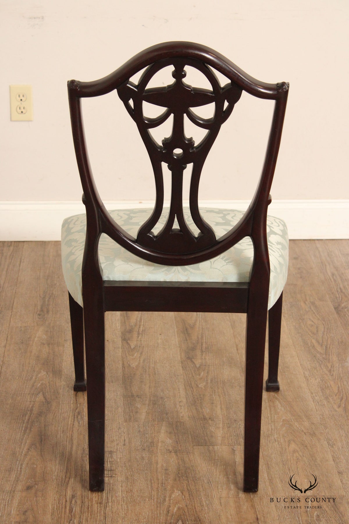 Hepplewhite Style Pair of Mahogany Shield-Back Side Chairs