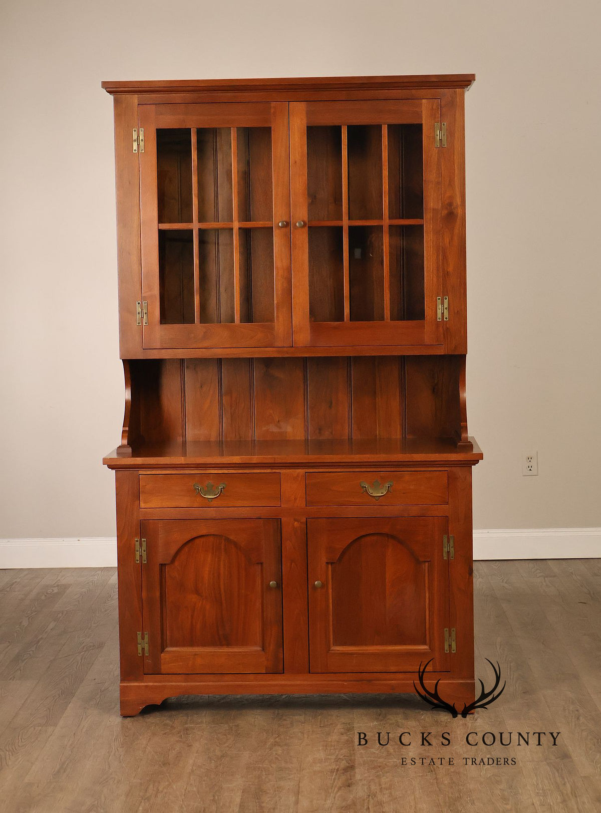 E.A. Clore Bench Made Solid Walnut Step Back Hutch