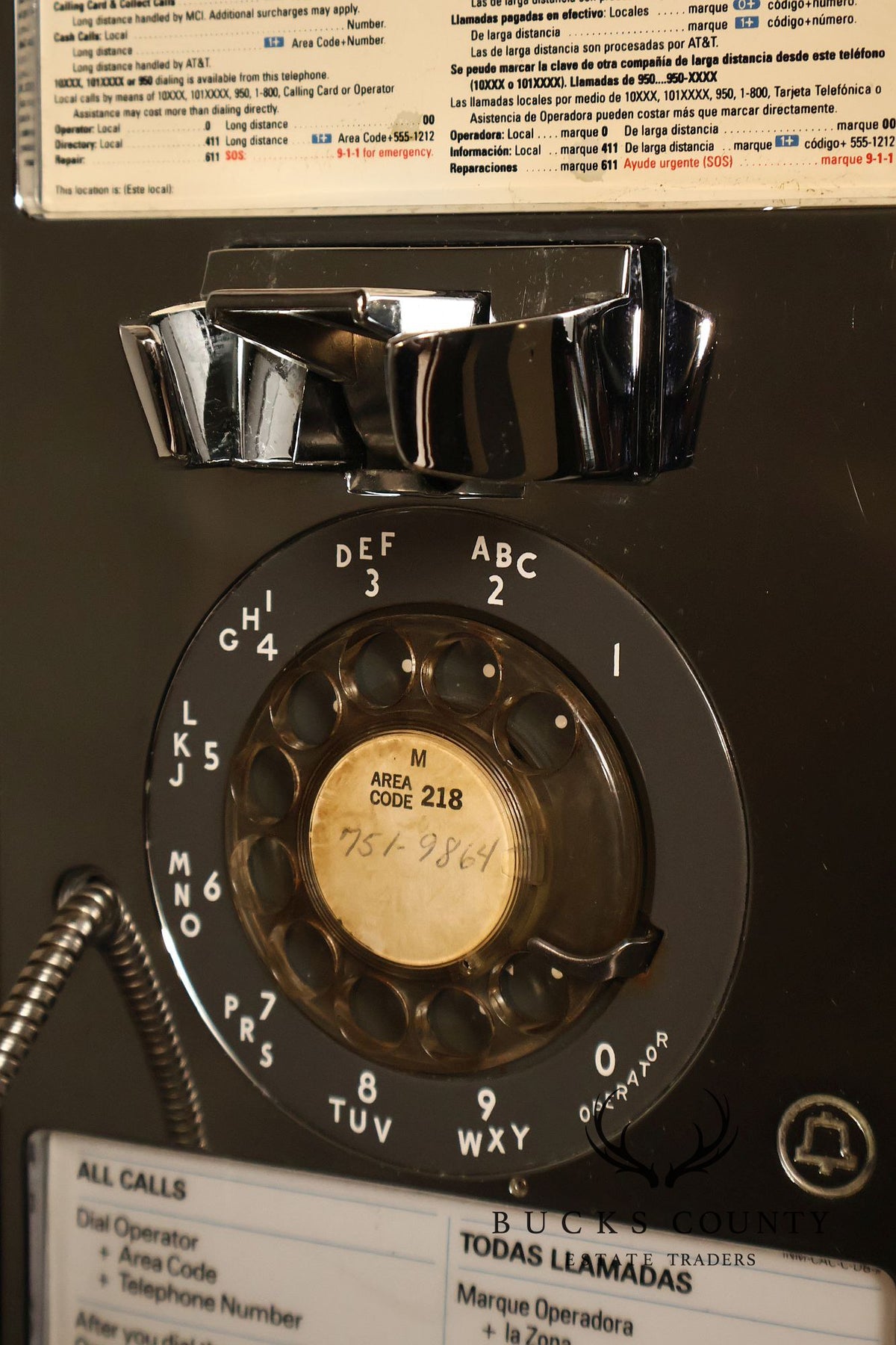 Pacific Bell Wooden Telephone Booth With Coin Operated Payphone