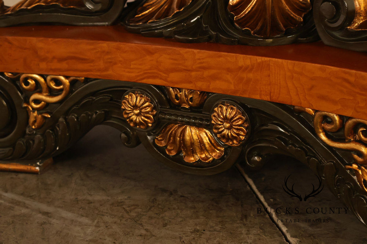 Ala Mobili Style Neoclassical Style Inlaid Double Pedestal Extension Dining Table