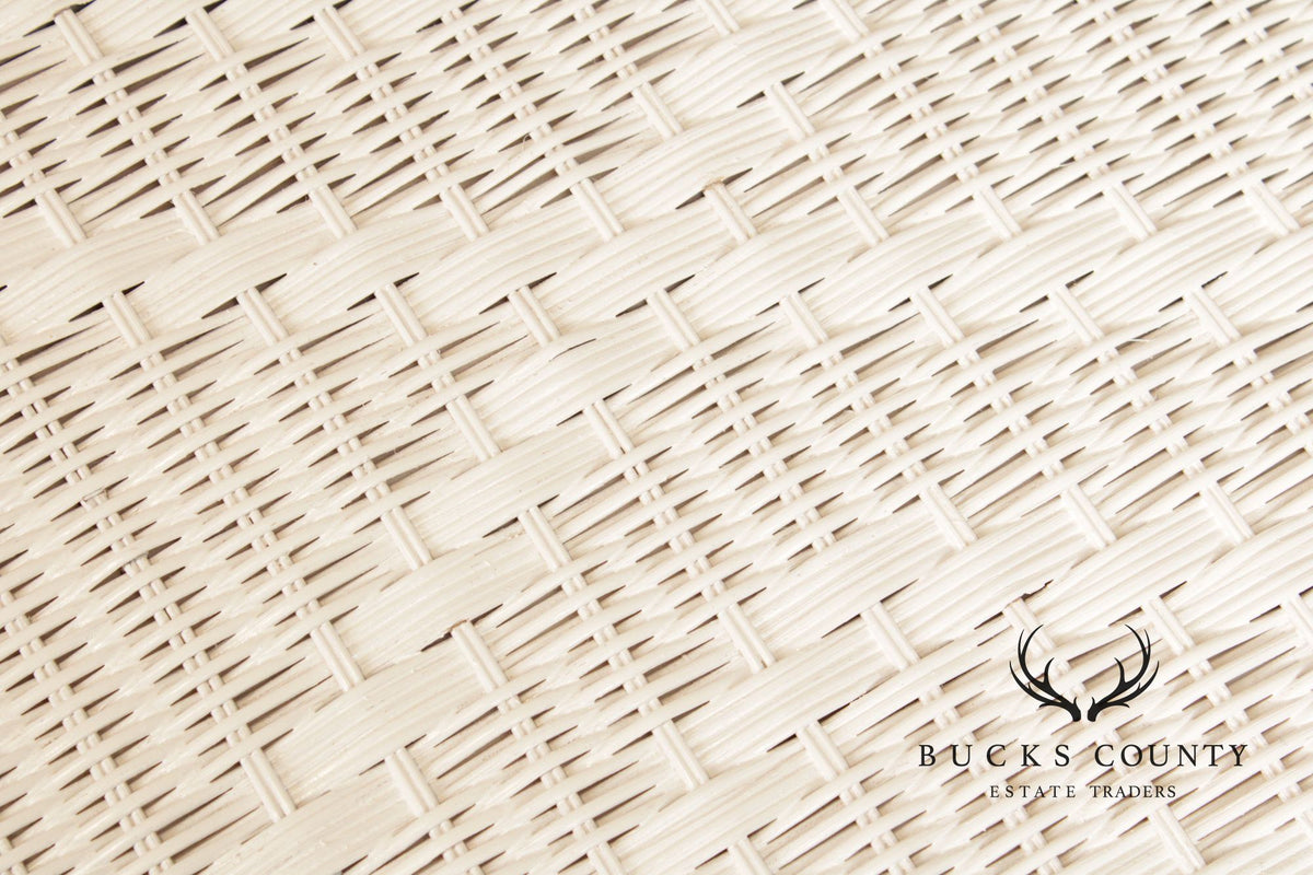 White Wicker Glass Top Coffee Table