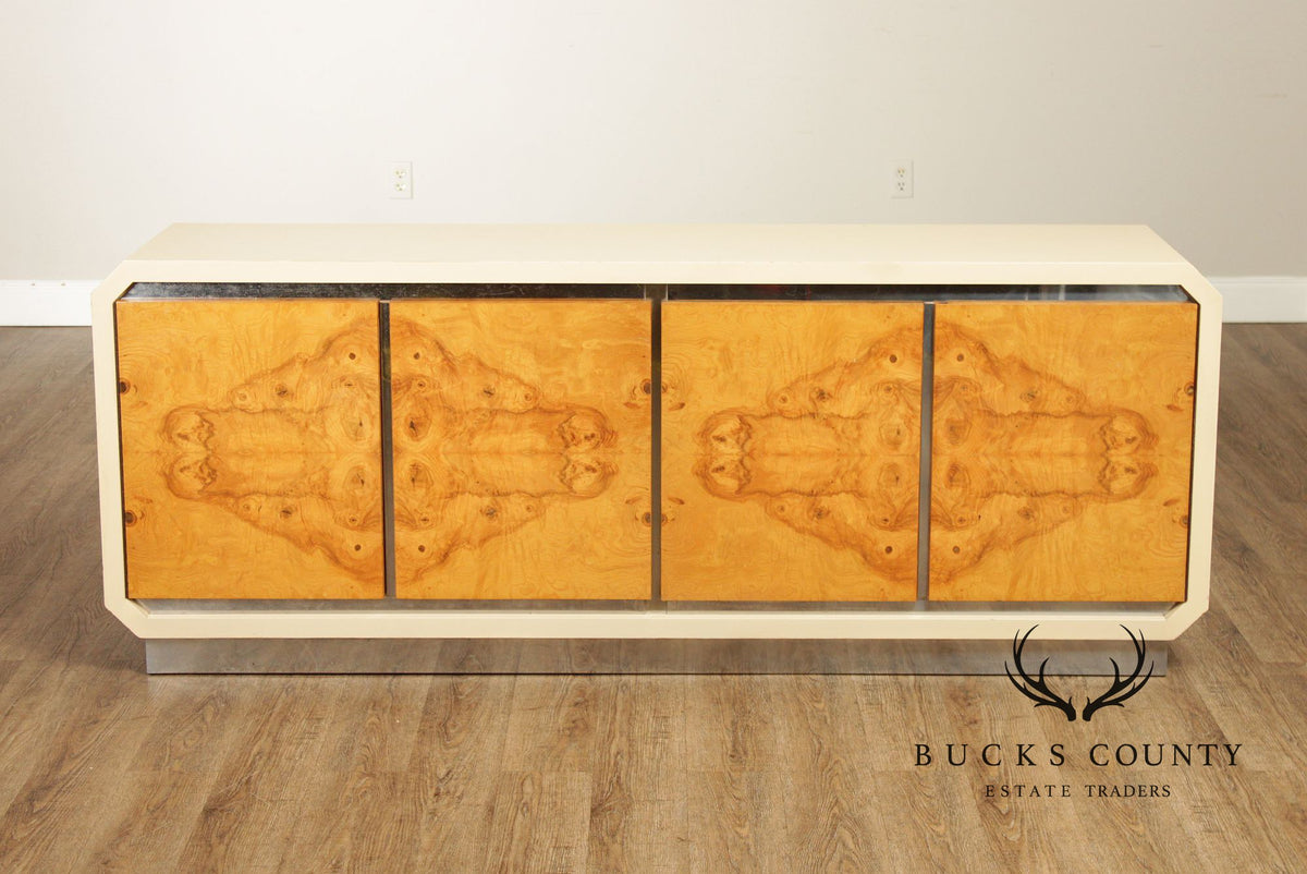 Pace Collection Mid Century Modern Burlwood and Lacquered Chest of Long Dresser Sideboard