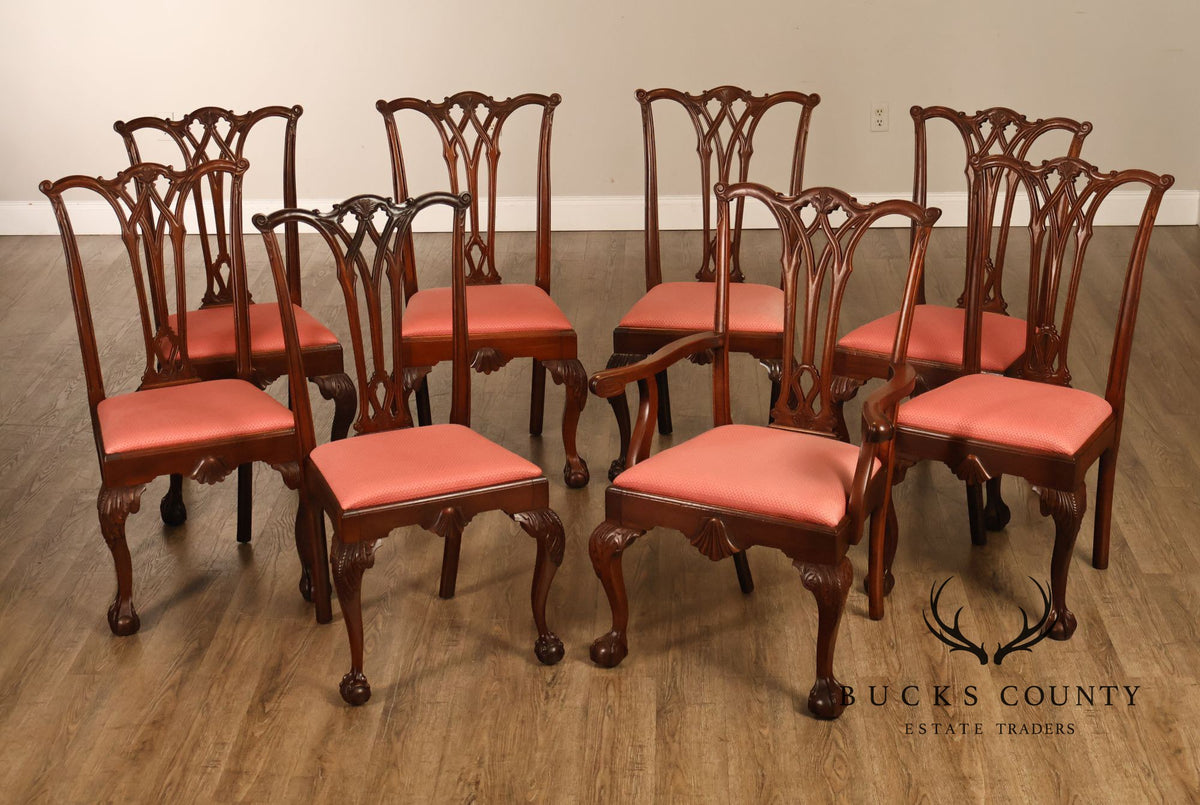 Chippendale Style Set of Eight Mahogany Dining Chairs