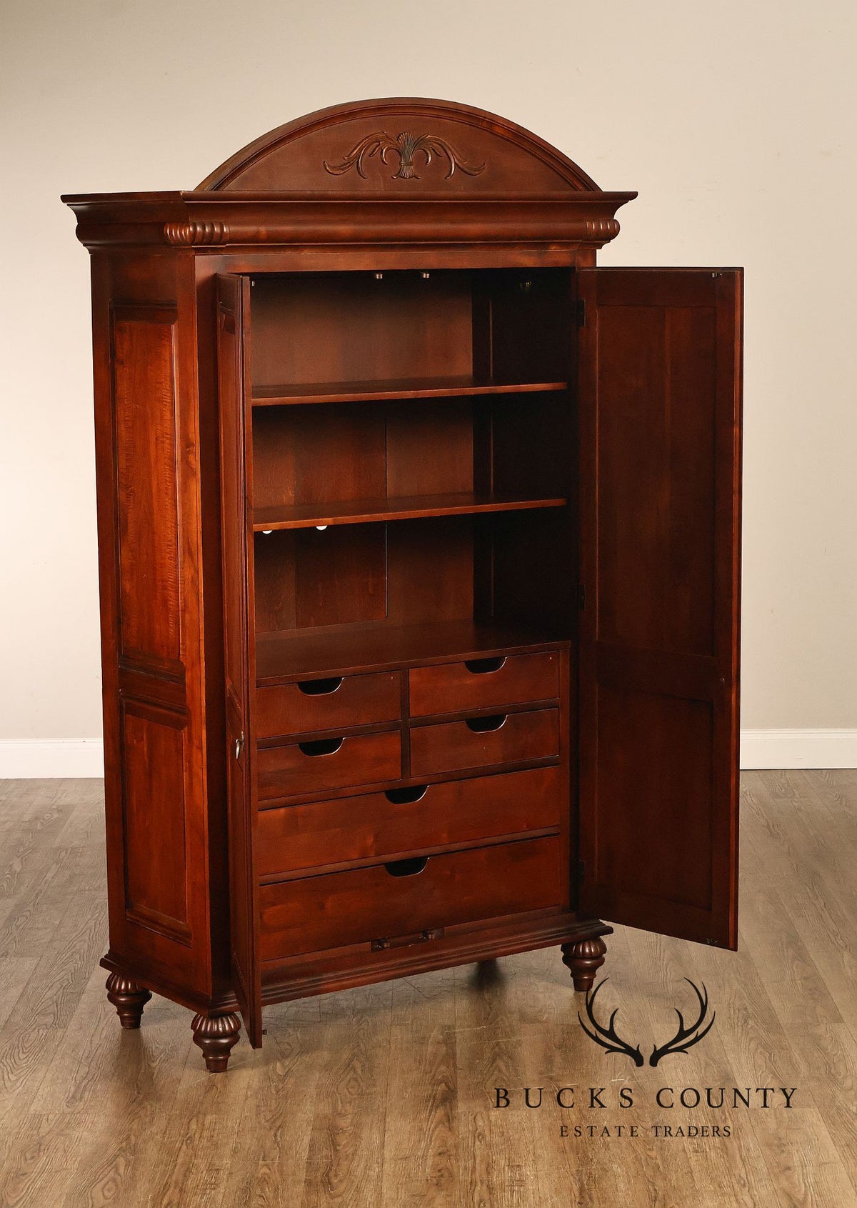 Ethan Allen 'British Classics' Carved Maple And Birch Armoire