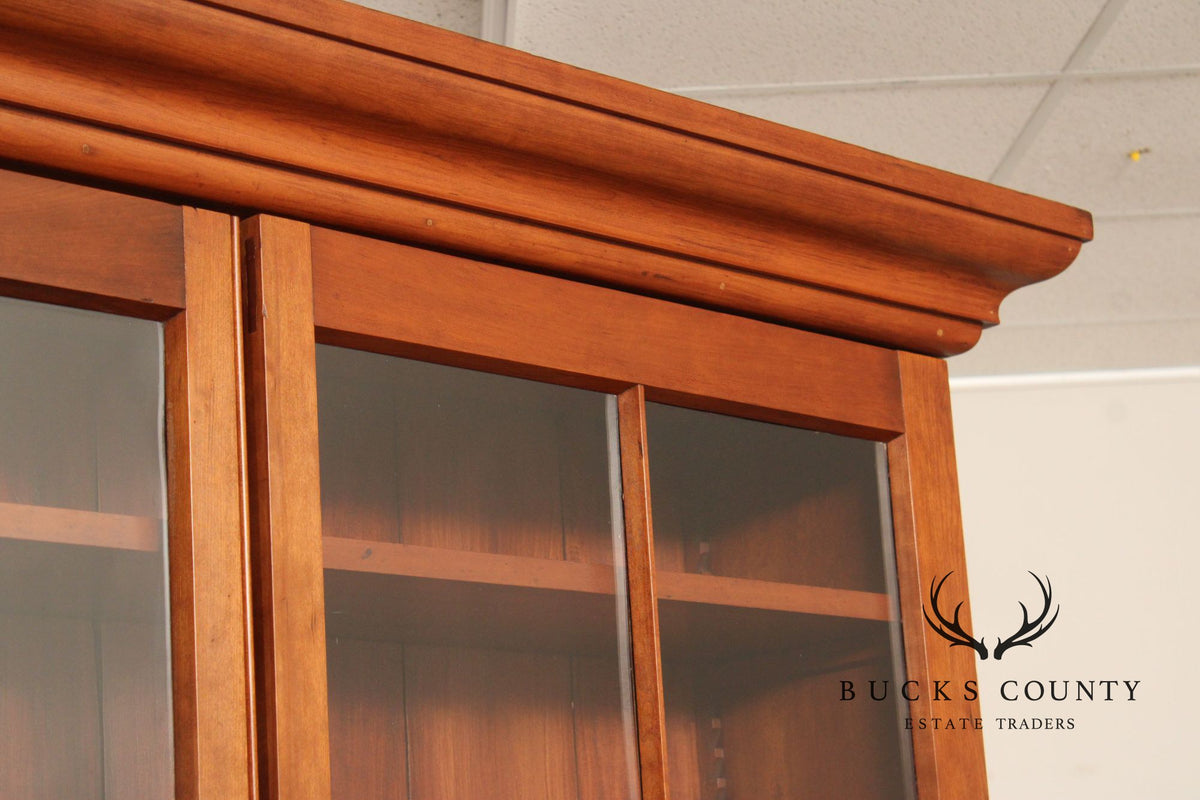 Antique American Empire Large Cherry Stepback Bookcase