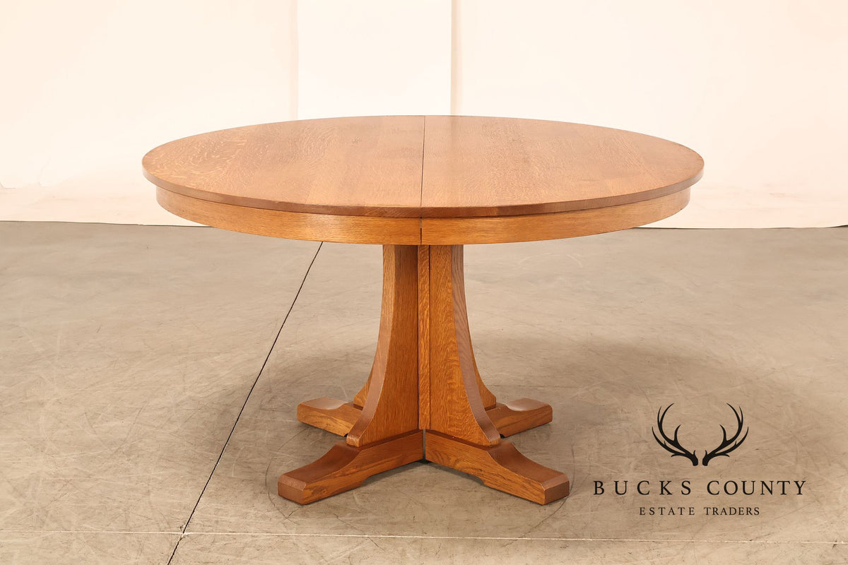 Stickley Mission Collection Round Oak Extension Dining Table With 3 Leaves In 35 Fayetteville Finish