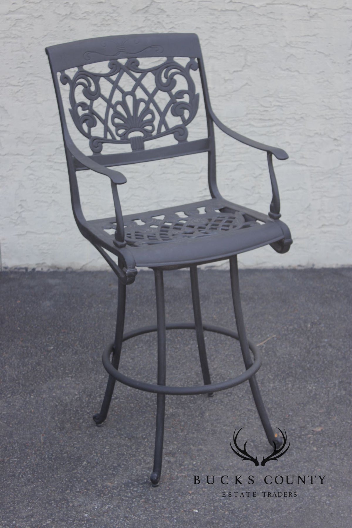 Outdoor Lifestyle Cast Aluminum Bar Height Patio Table And Four Swivel Armchairs