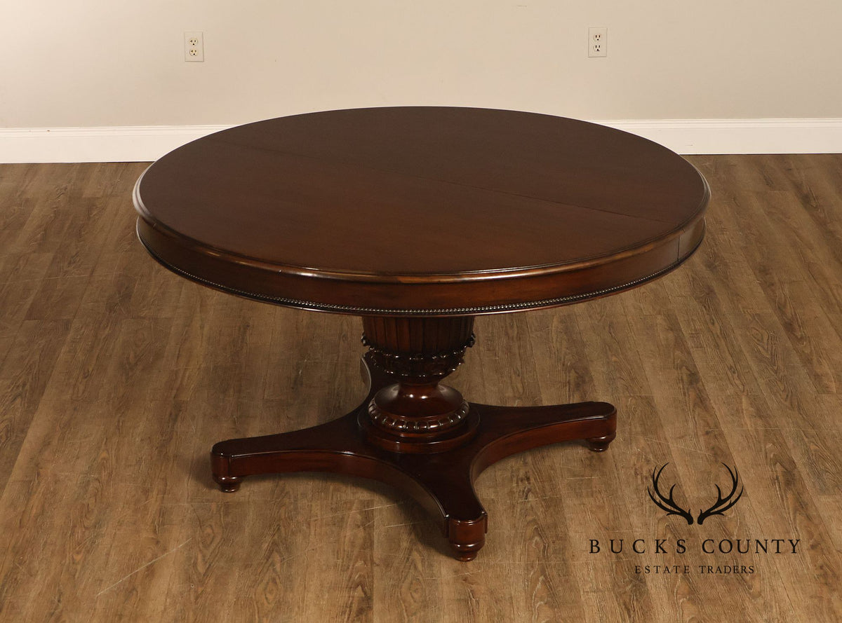 Empire Style 54" Round Mahogany Expandable Pedestal Dining Table