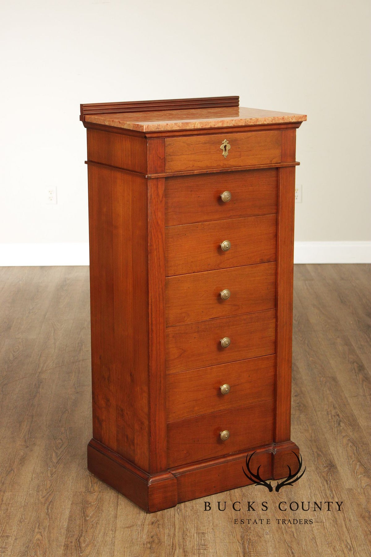 Italian Marble Top Fruitwood Lingerie Chest