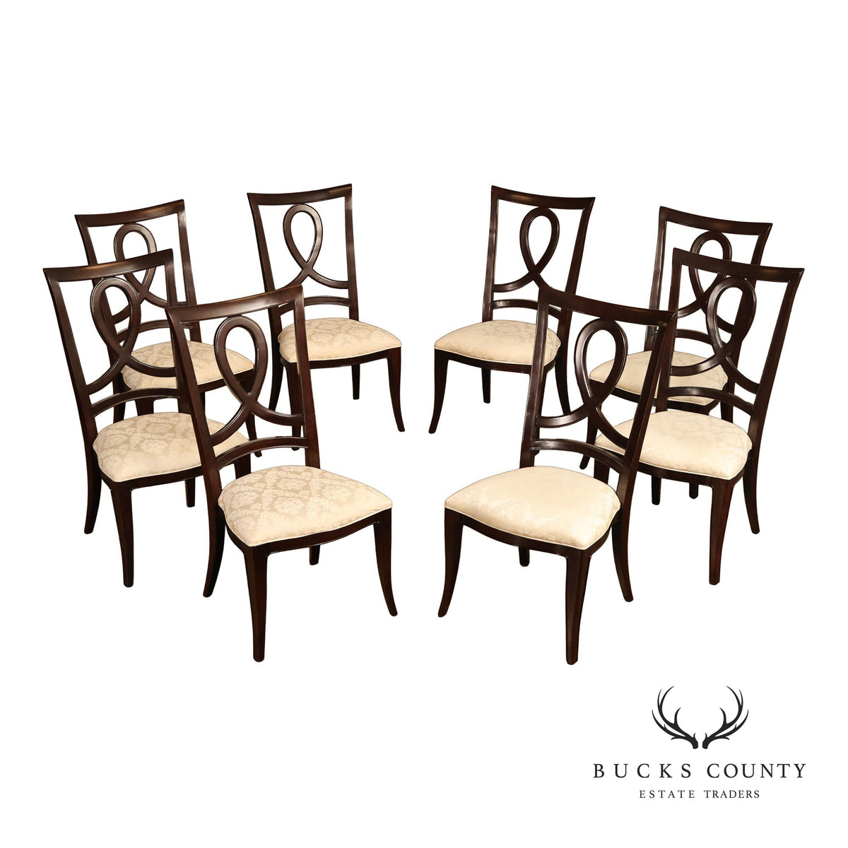 Thomasville Transitional Style Set of Eight Loop Back Dining Chairs