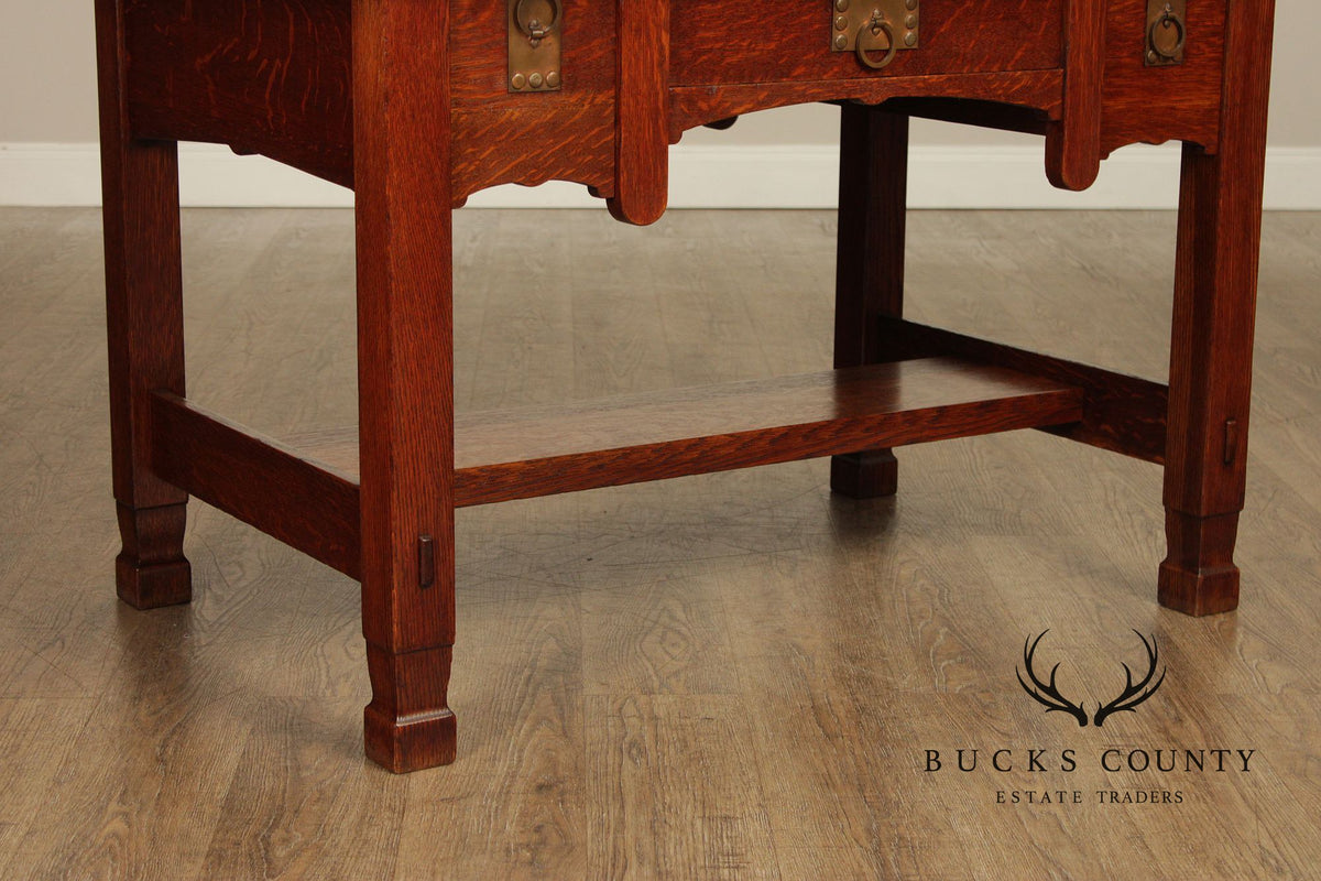 Imperial Grand Rapids Antique Mission Style Oak Library Table Desk