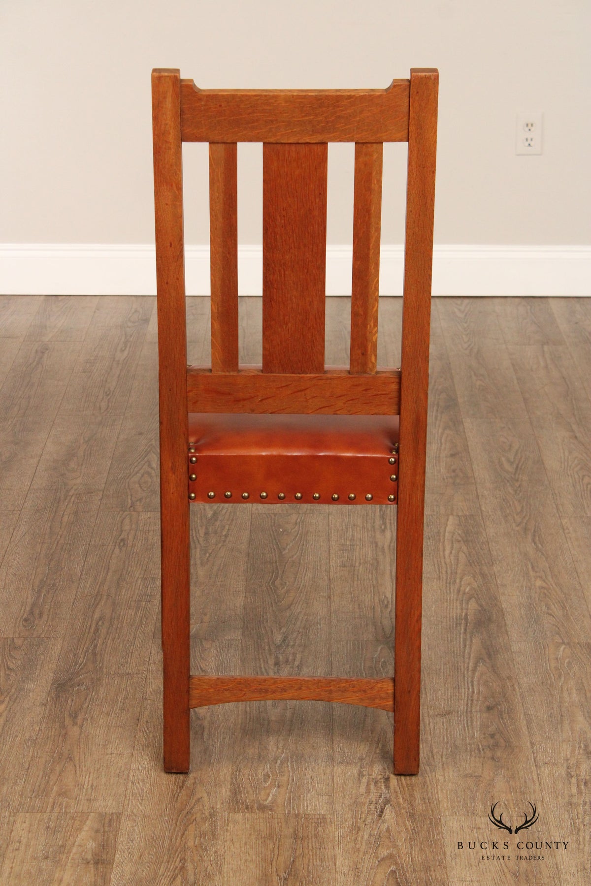 Antique Mission Oak and Leather Side Chair