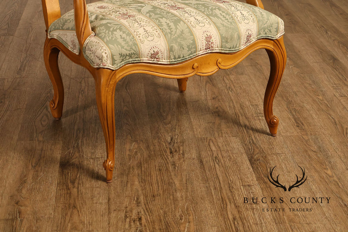 Ethan Allen French Louis XV Style Pair Of Upholstered Armchairs