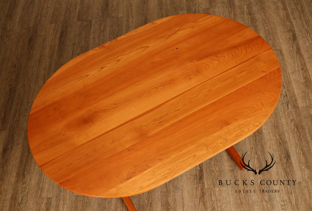 Mid Century Modern Oval Wood Dining Table With Trestle Base