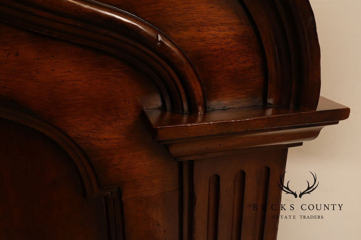 Baroque Style King Size Mahogany High Back Carved Bed Frame