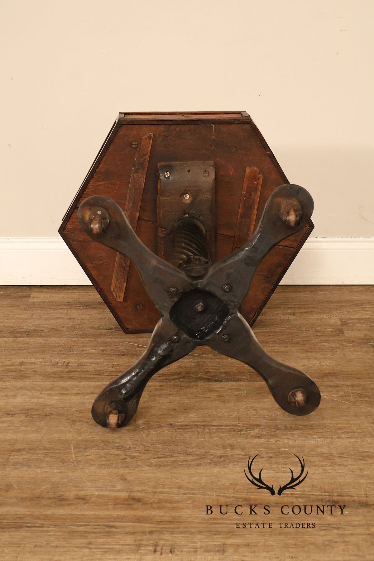 Antique British Colonial Game Table Geometric Wood Inlay