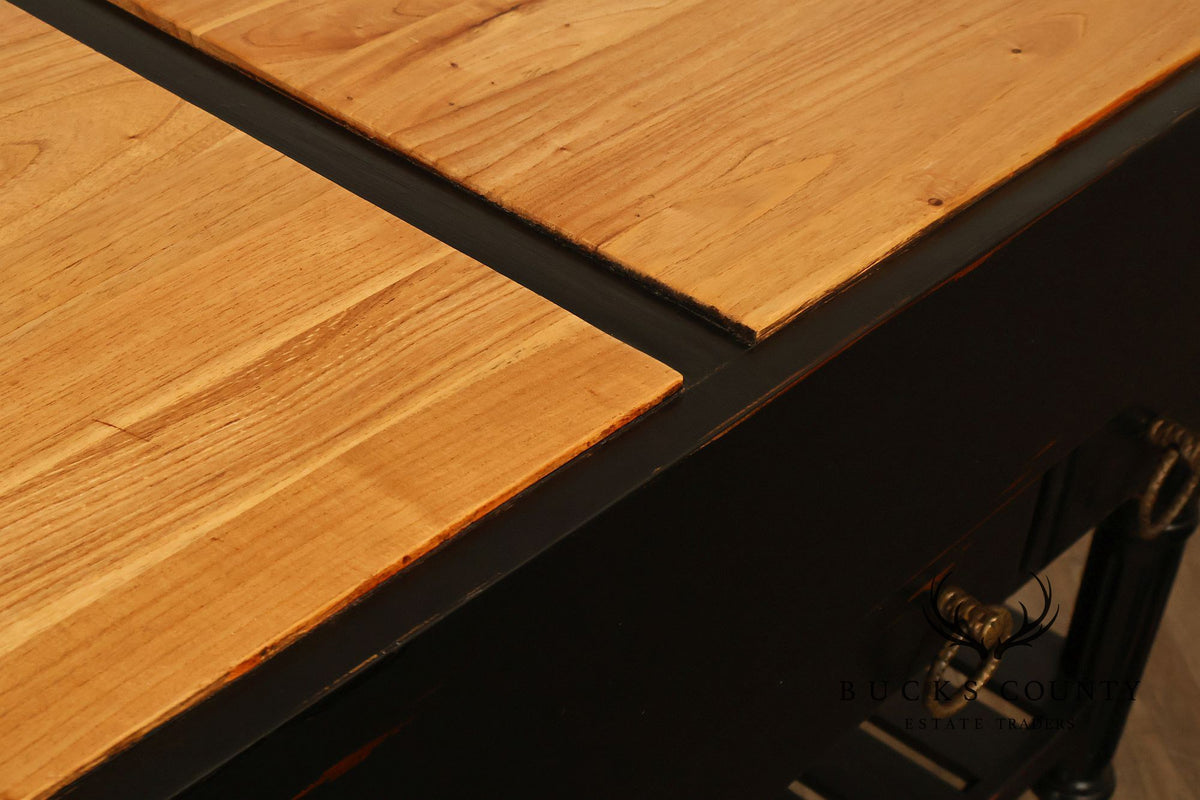 French Colonial Style Butcher Block Kitchen Island