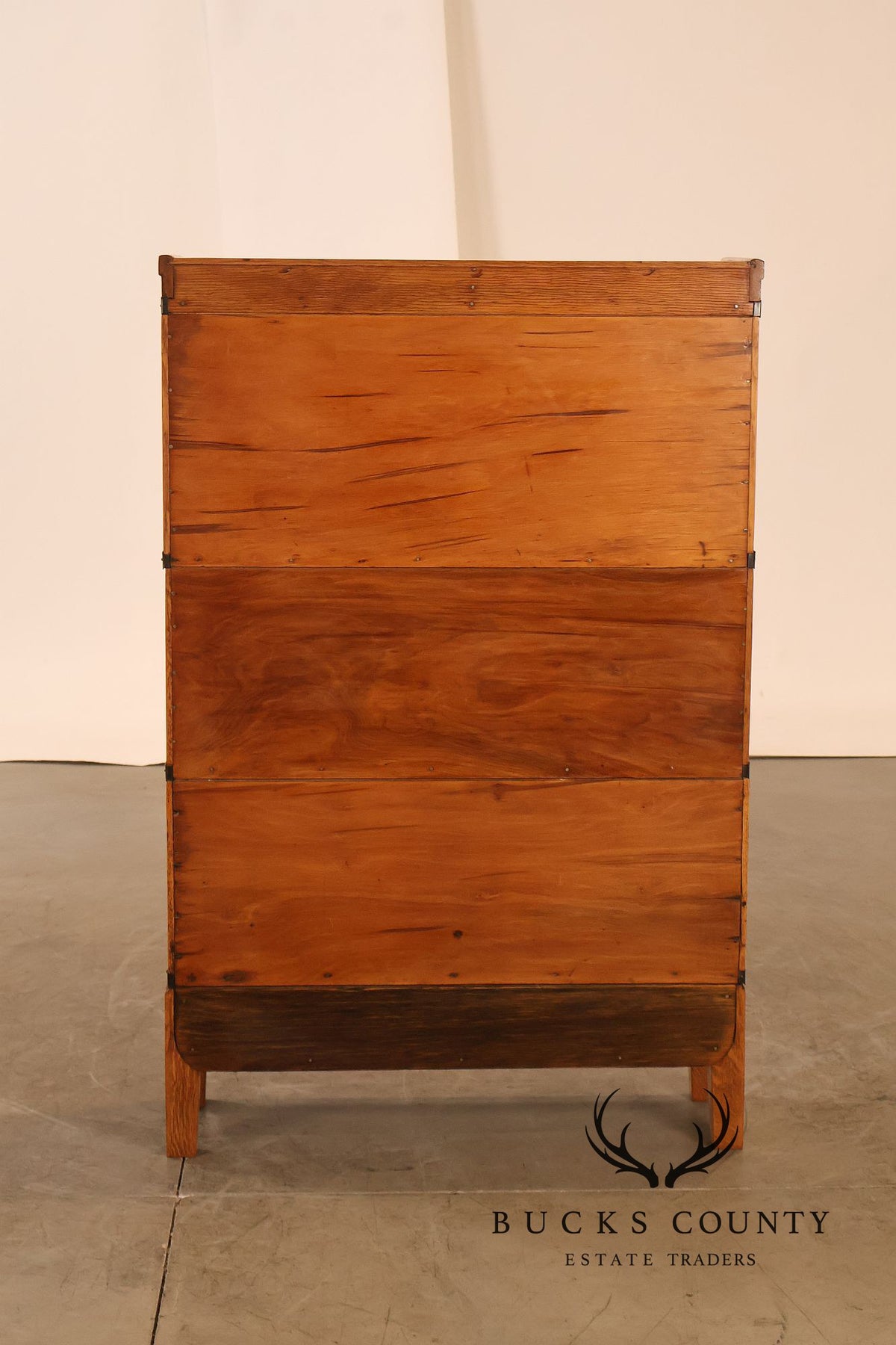 Arts & Crafts Three-Stack Oak Barrister Bookcase