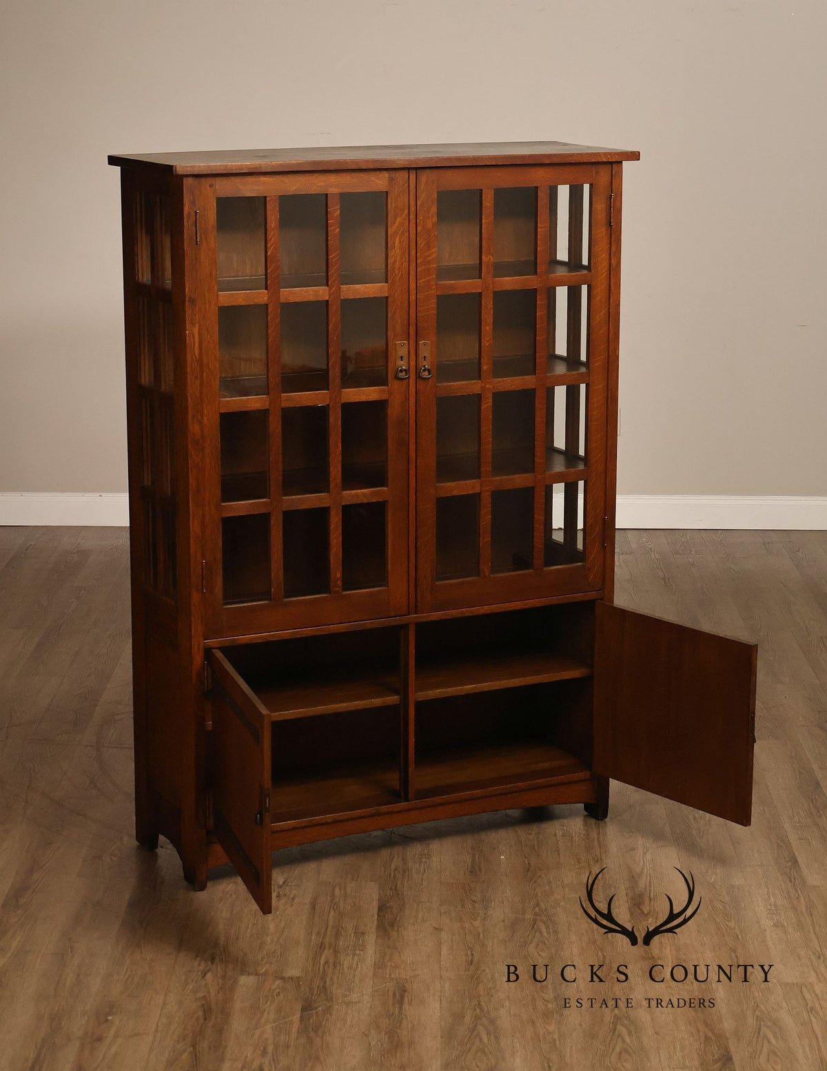 Antique L. & J.G. Stickley Mission Oak China Cabinet No. 729
