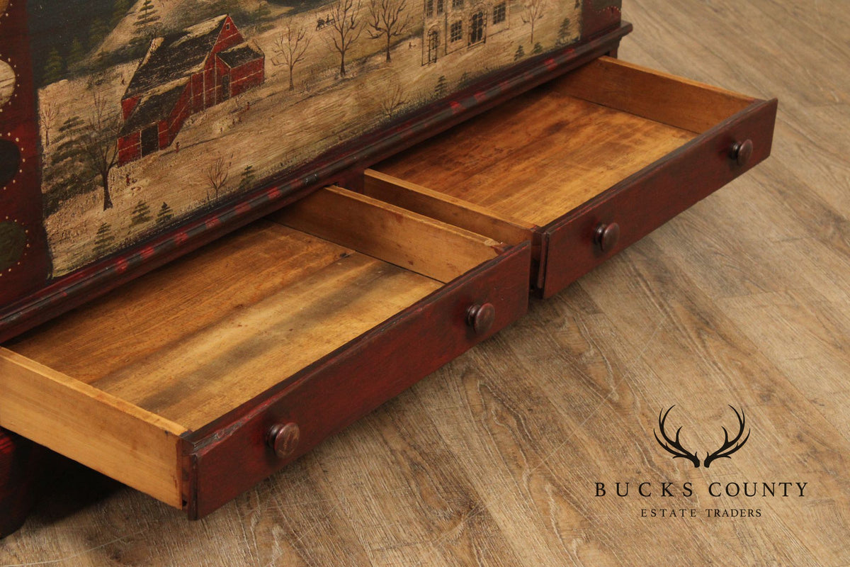 Antique Folk Art Painted Blanket Chest