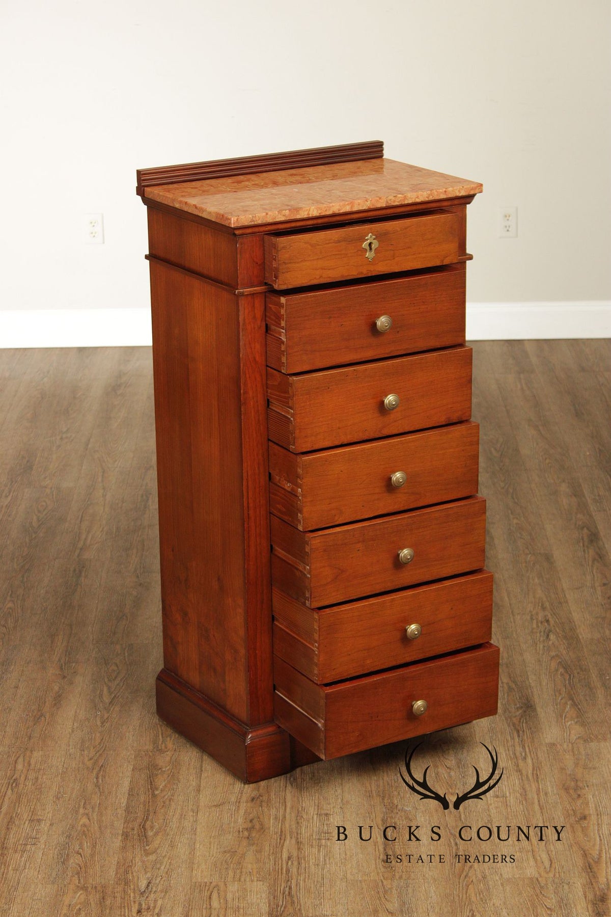 Italian Marble Top Fruitwood Lingerie Chest