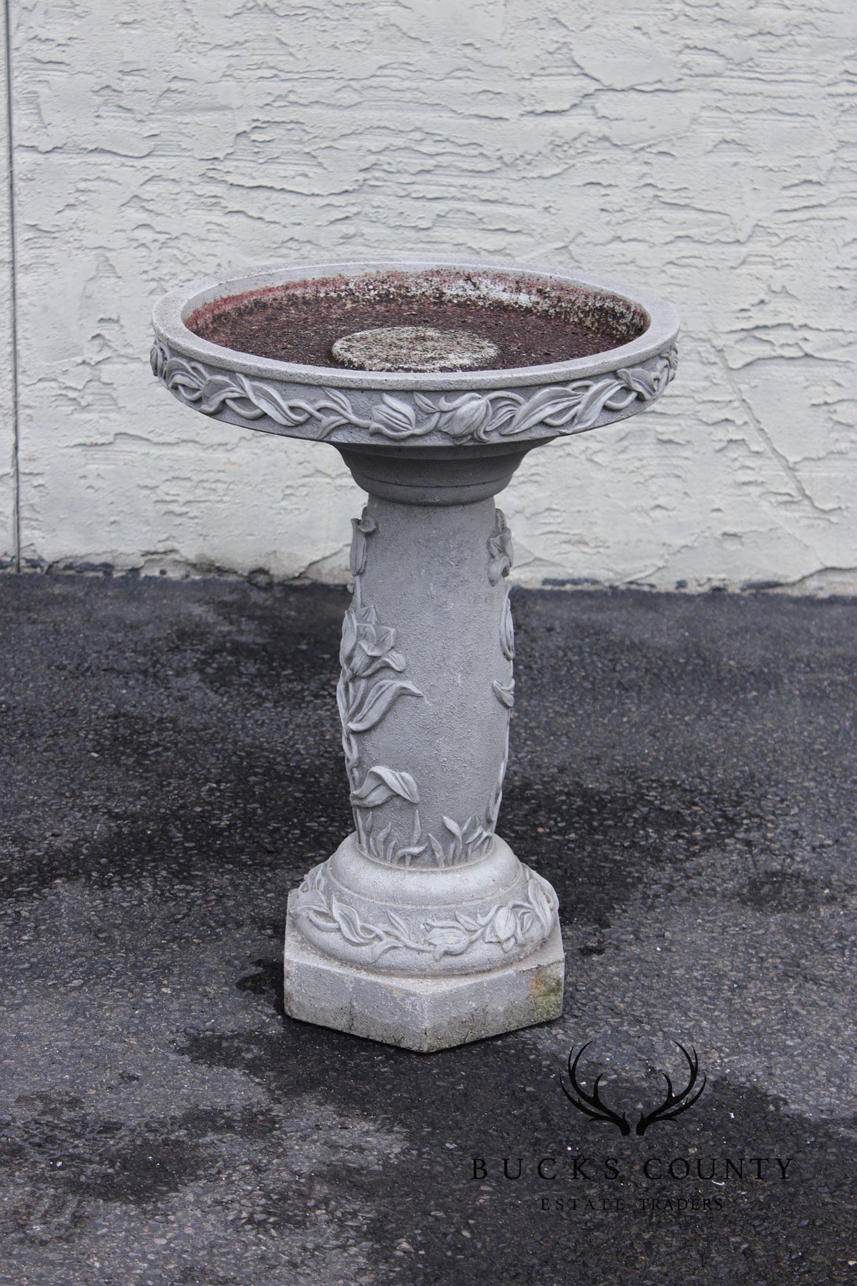 Cast Stone Floral Bird Bath