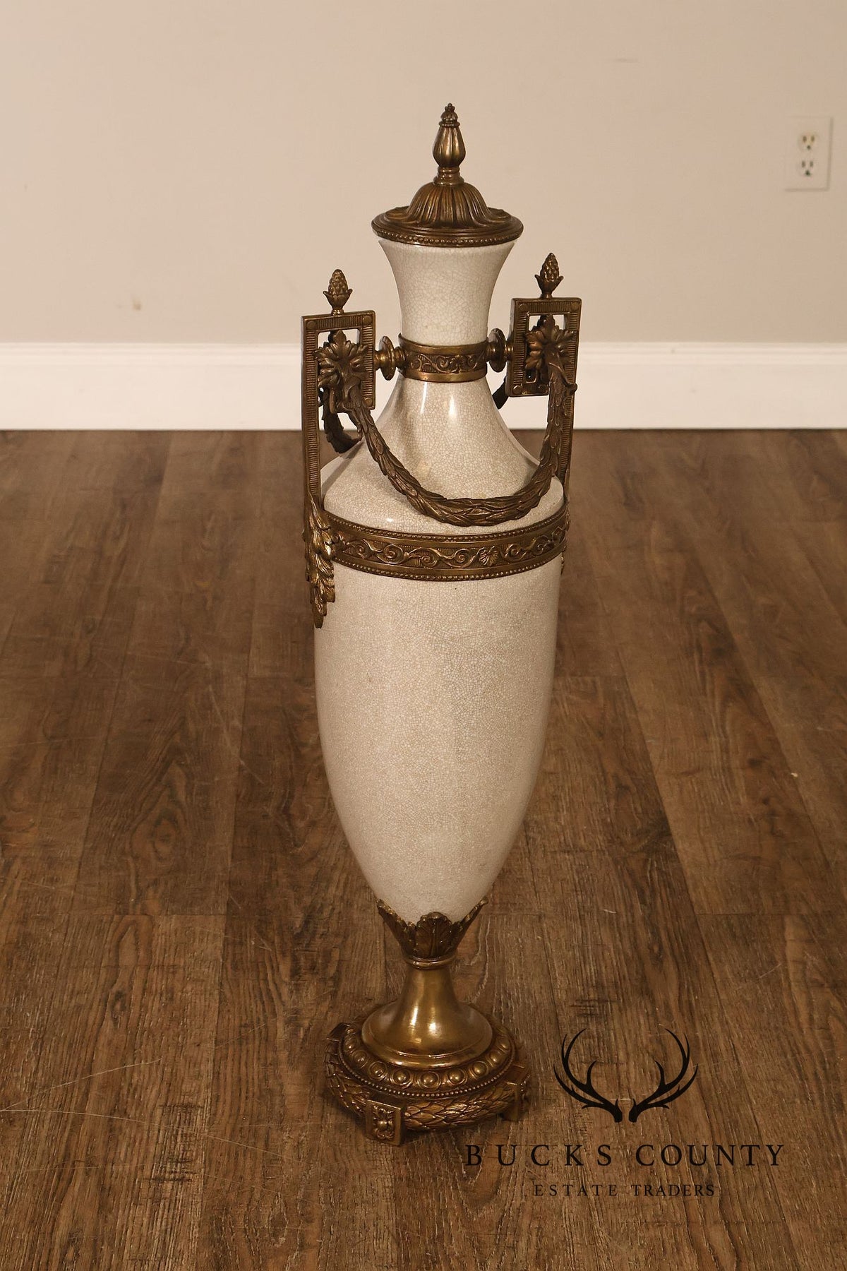 Neoclassical Style Crackle Glazed Porcelain Urn