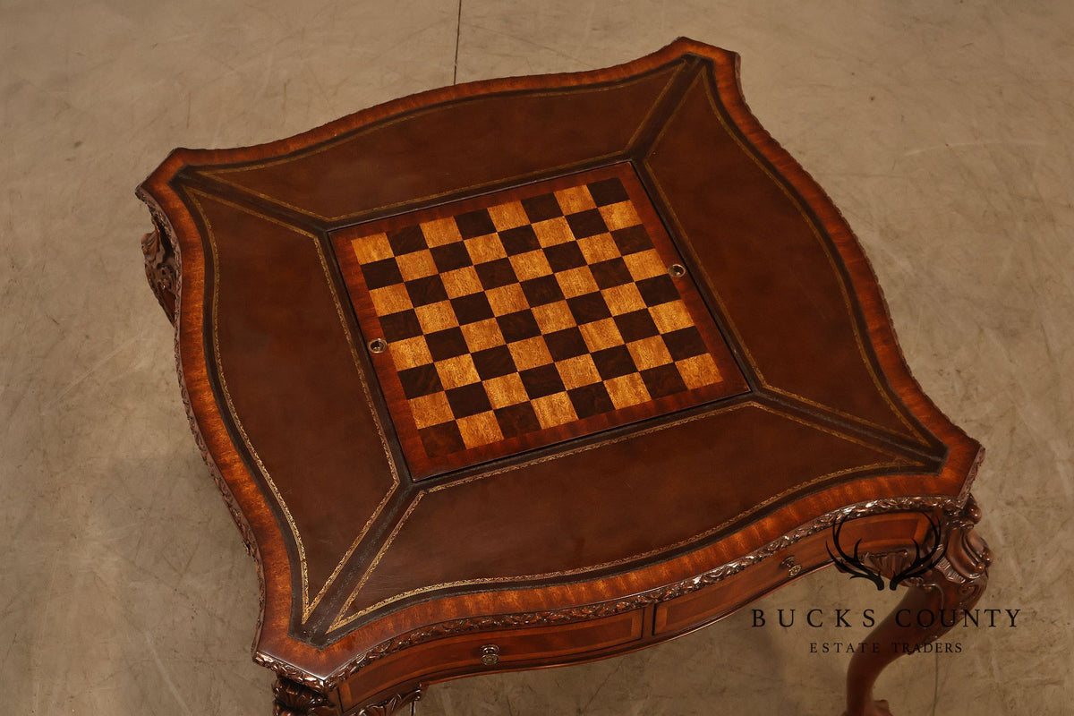 Lloyd Buxton Leather Top Four Drawer Gaming Table With Backgammon And Chess Board