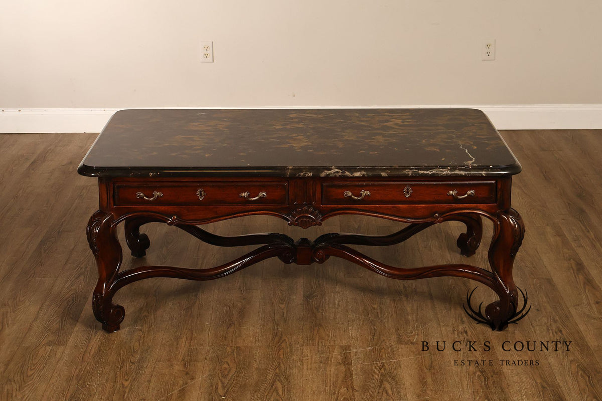 Henredon Carlyle Collection Louis XV Style Marble Top Cocktail Table