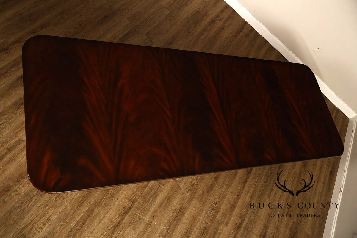Maitland-Smith Mahogany Double Pedestal Extension Dining Table With Two Leaves