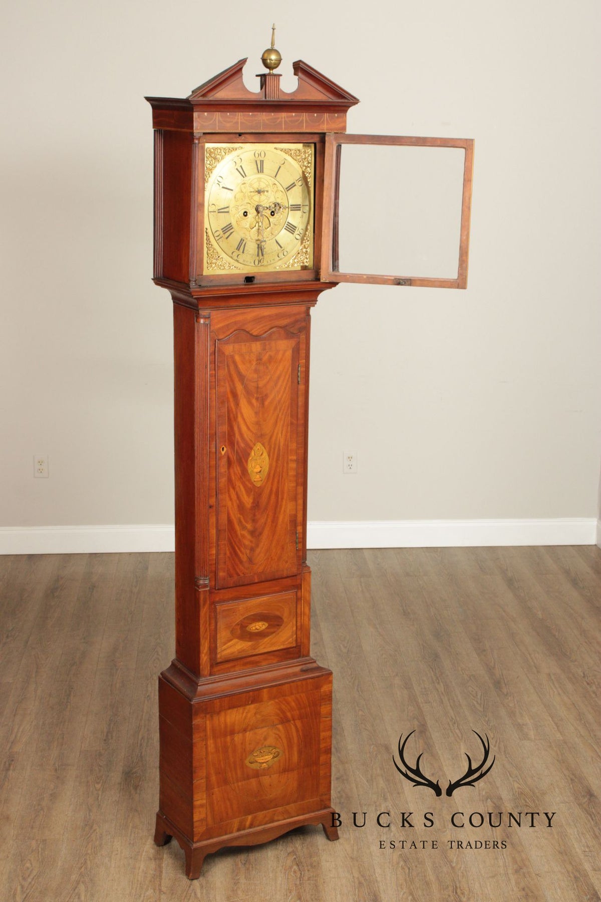 Eliazer Warren Antique Irish Georgian Mahogany Longcase Grandfathers Clock
