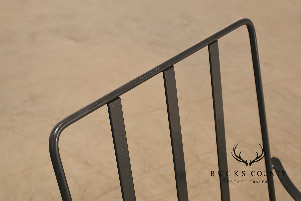 Vintage Pair of Wrought Iron Scroll Arm Lounge Chairs