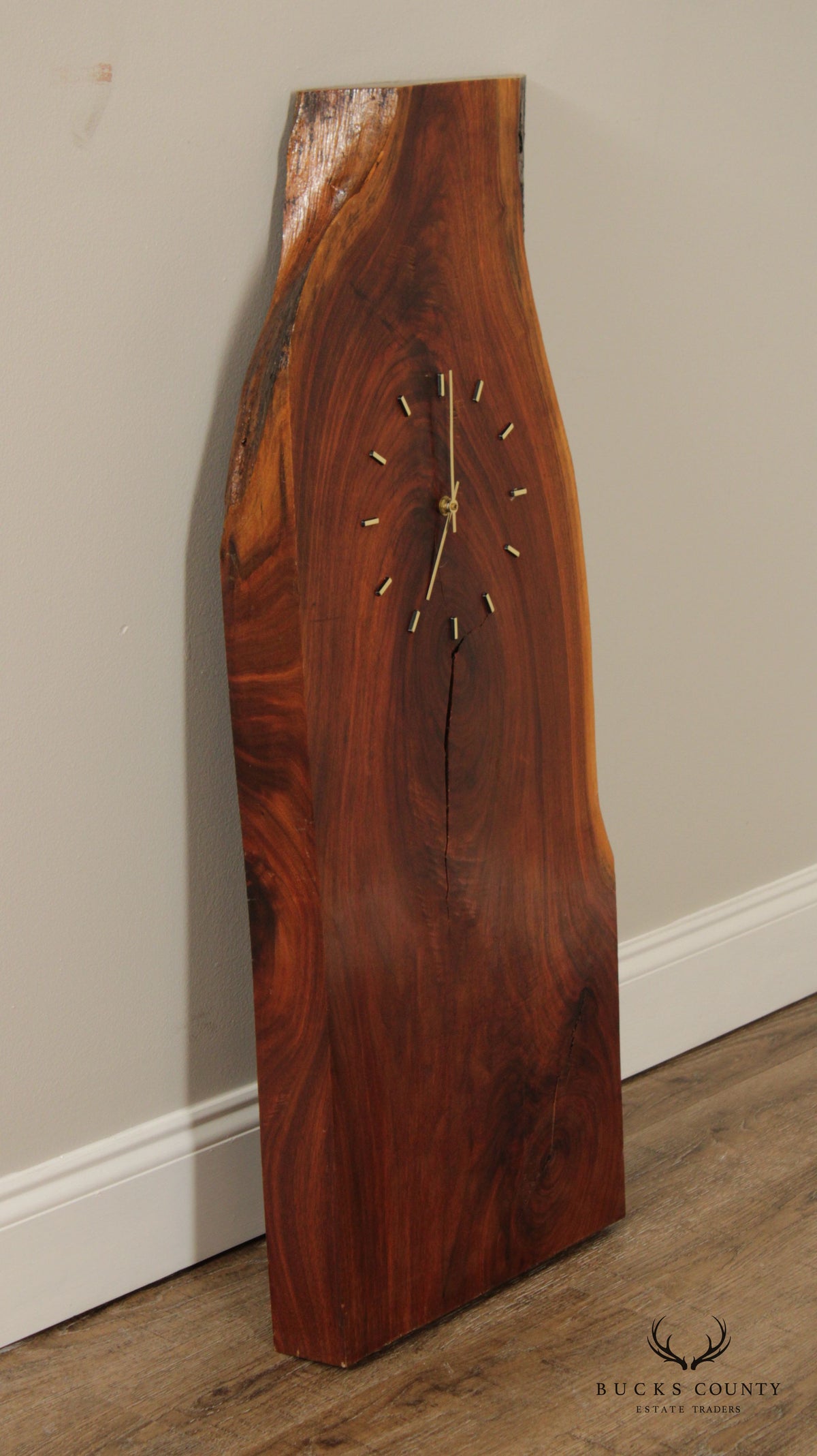 Mid Century Modern Style Live Edge Solid Wood Slab Wall Clock