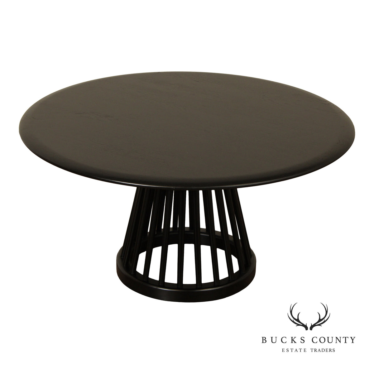 Tom Dixon Modern 'Fan' Oak Round Black Coffee Table