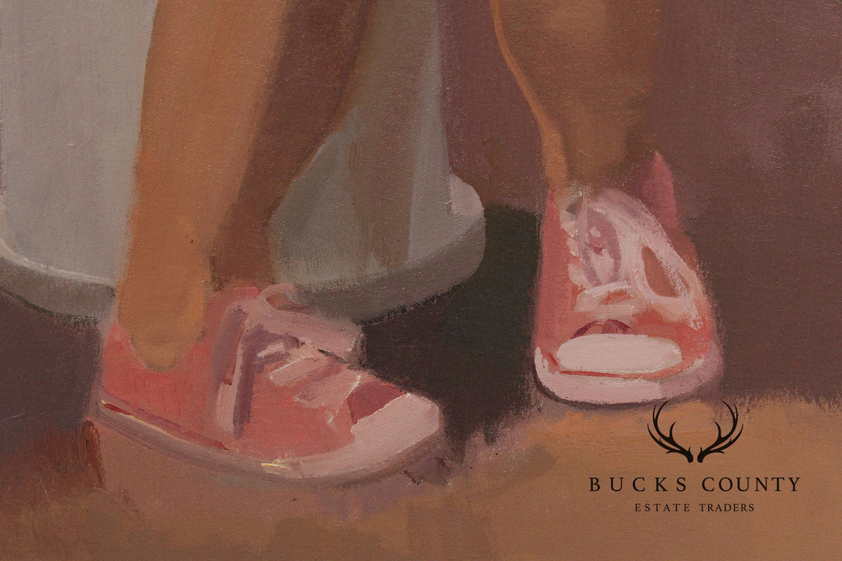 Tim Kennedy Oil on Canvas Portrait, 'Holly Reading'