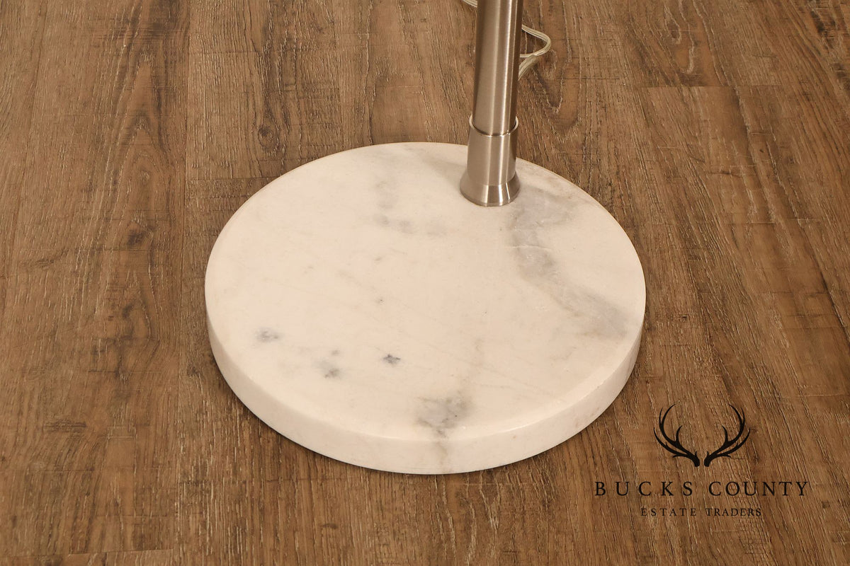 Nova Contemporary Brushed Nickel Arch Floor Lamp With Marble Base