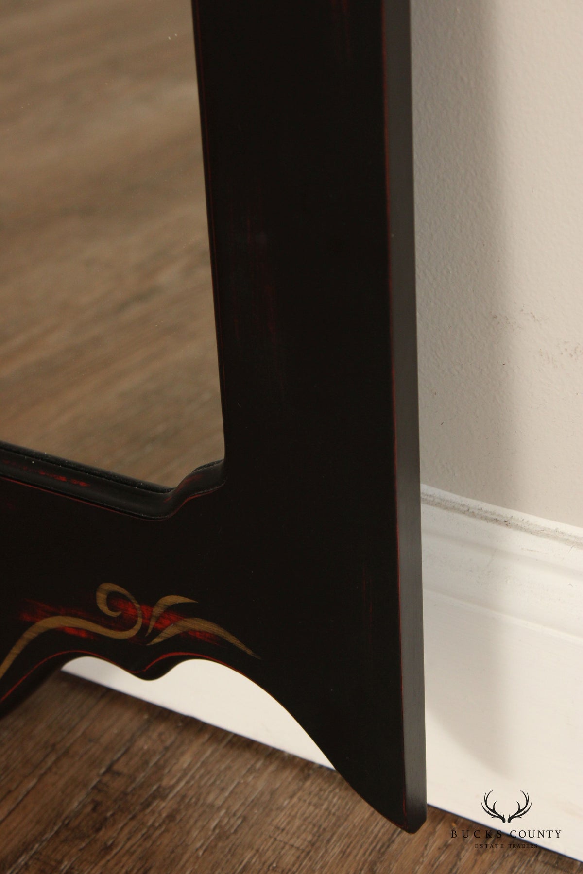 Painted Black Fruit Motif Wall Mirror