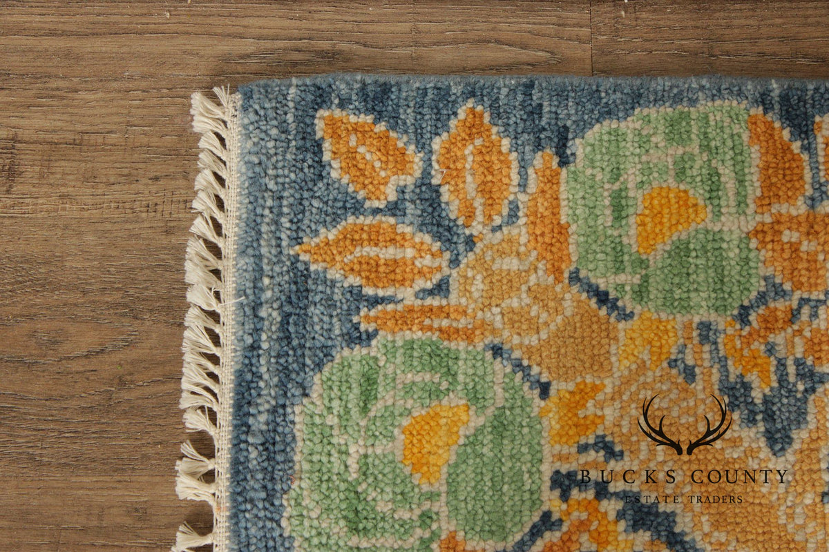 Golden Nile William Morris Style Large Blue And Gold Wool Area Rug