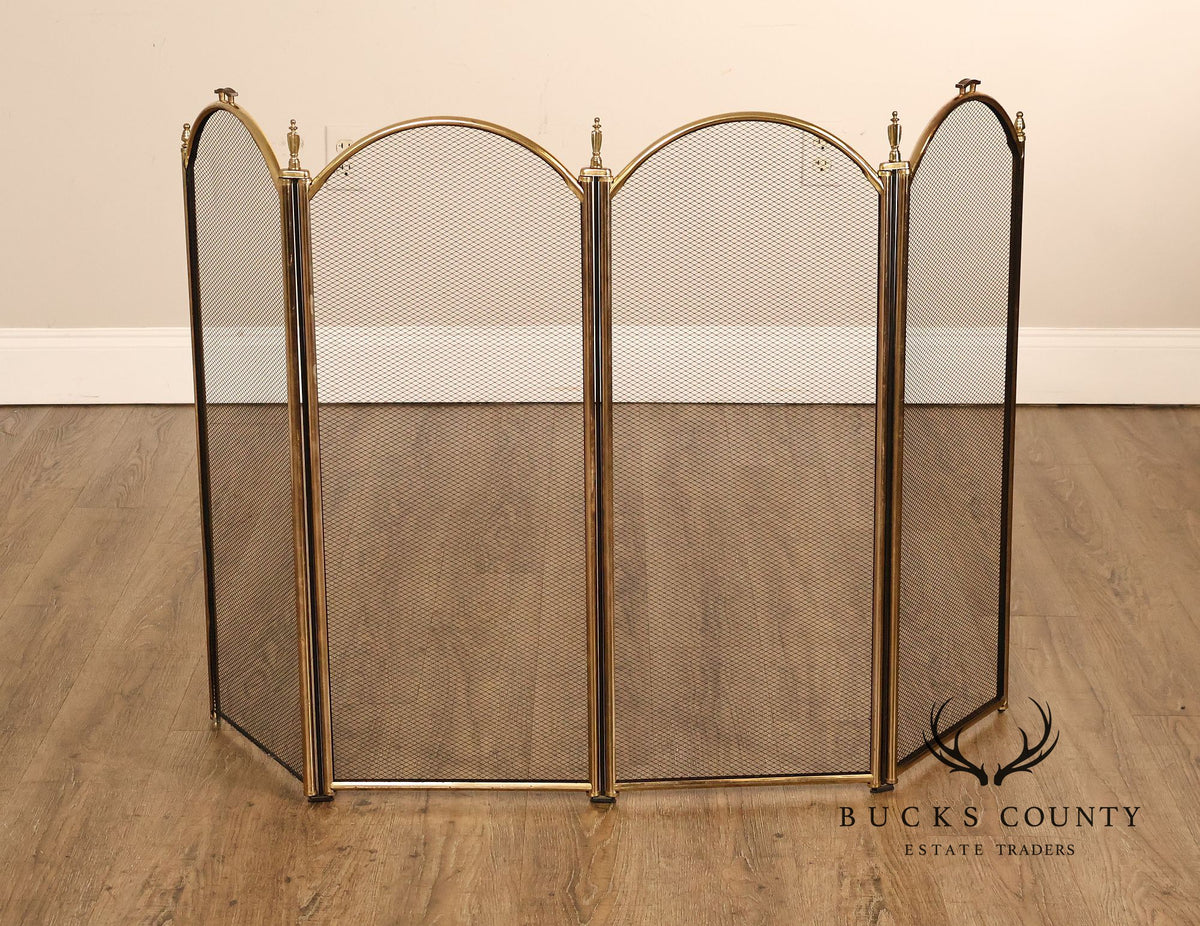 Traditional Four-Panel Arched Fireplace Screen